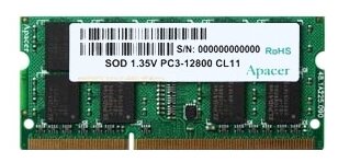 Оперативная память APACER SO-DIMM DDR3 4Gb 1600MHz CL11 SR 1.35V DV.04G2K.KAM [AS04GFA60CATBGJ]