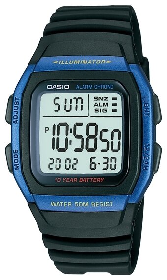 Наручные часы CASIO W-96H-2A, синий, серый