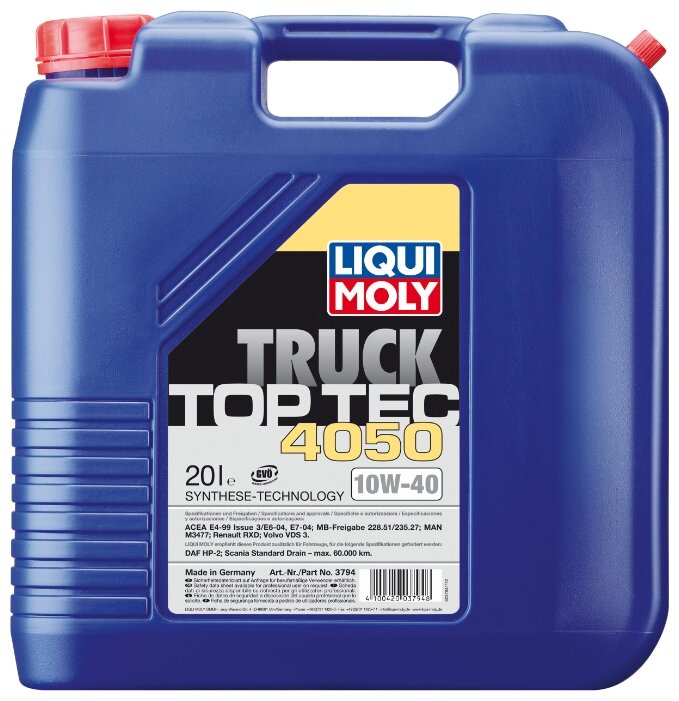 Масло моторное Liqui Moly Top Tec Truck 4050 10W40 синтетическое 20л