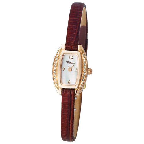 Наручные часы Platinor женские, кварцевые, корпус золото, 585 проба, бриллианткоричневый