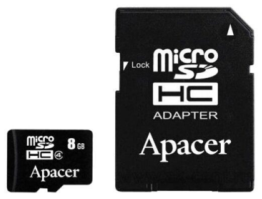 Карта памяти Apacer microSDHC Card Class 4 8GB + SD adapter