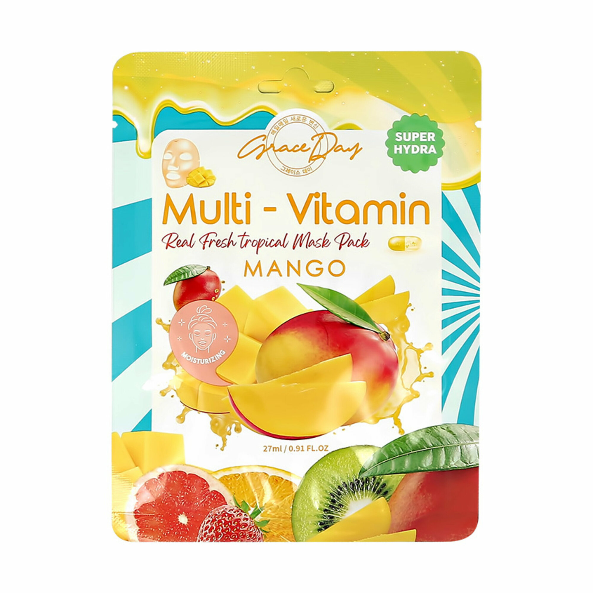 Маска для лица Grace Day Multi-Vitamin Real Fresh Tropical Mask Pack Mango с экстрактом манго, 27 мл - фото №8