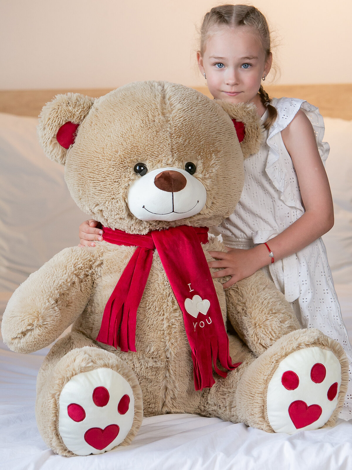 Мягкая игрушка огромный плюшевый медведь Кельвин 120 см, большой мишка, подарок девушке, ребенку на день рождение, цвет кофейный