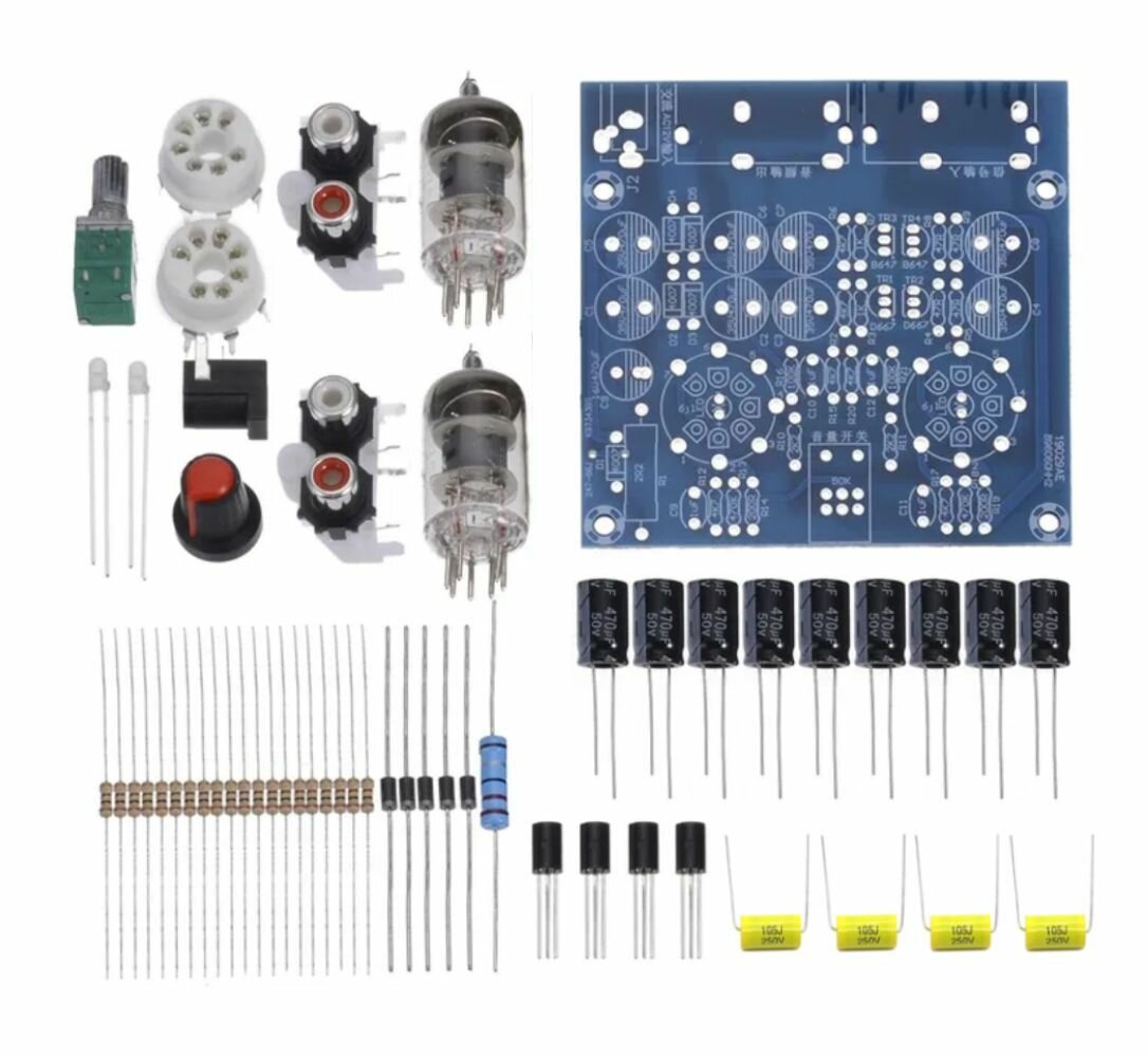 Набор для самостоятельной сборки и пайки (конструктор) "Стереофонический предусилитель на лампах 6j1/6j2 / ламповый предварительный усилитель" (Н)