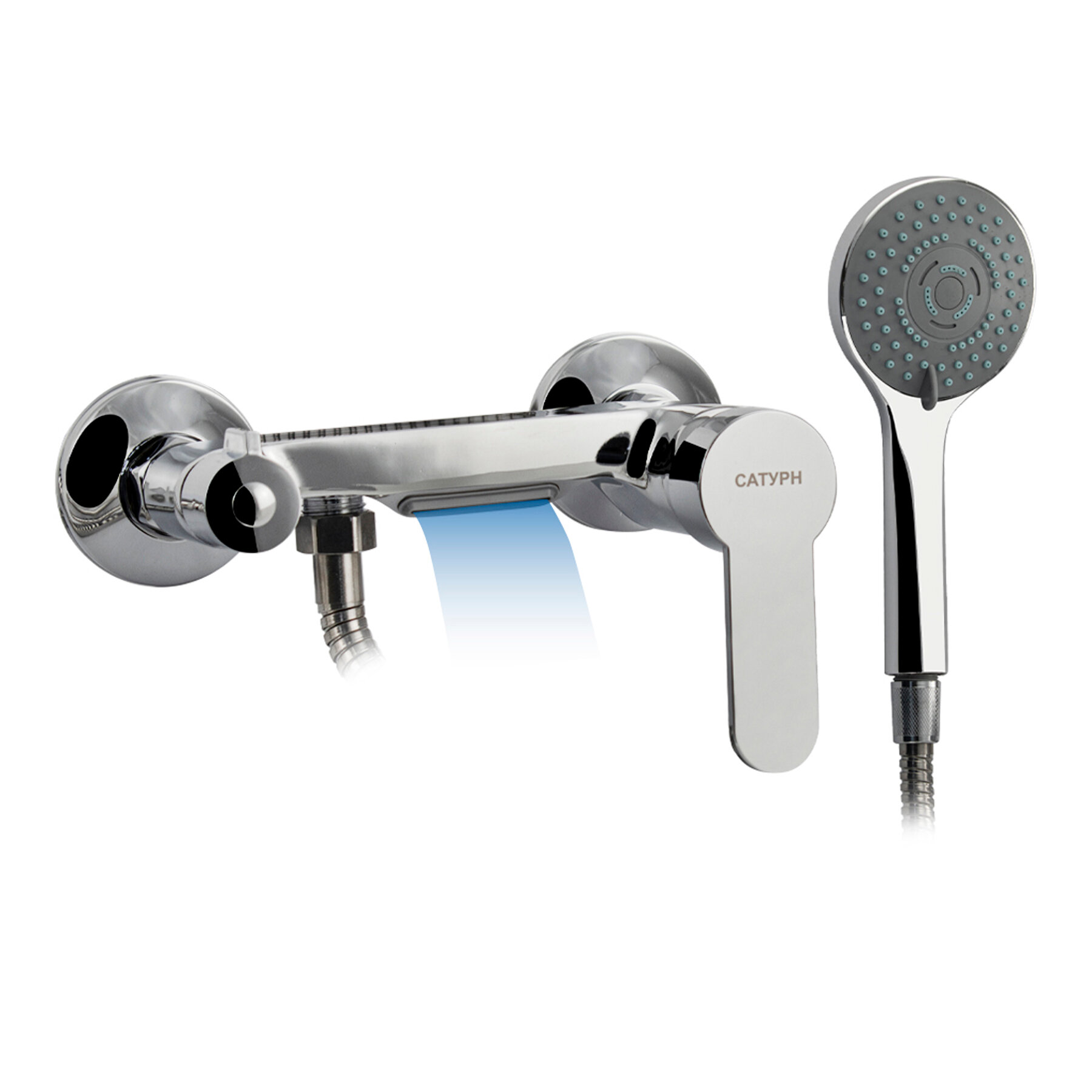 фото Смеситель "Сатурн" для душа с системой "Водопад"