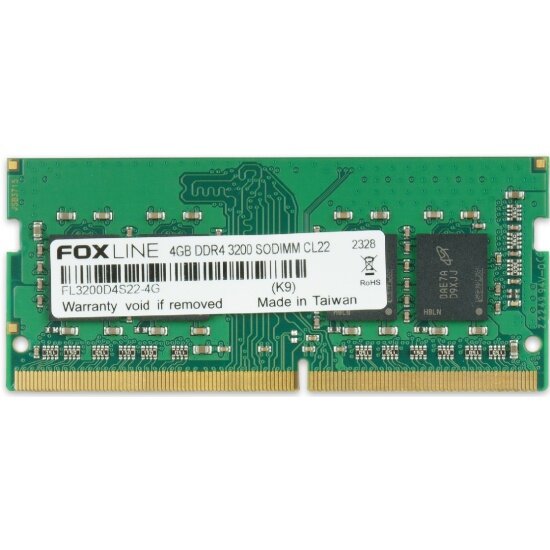 Оперативная память Foxline SO-DIMM DDR4 4Gb 3200MHz pc-25600 CL 22 (FL3200D4S22-4G)