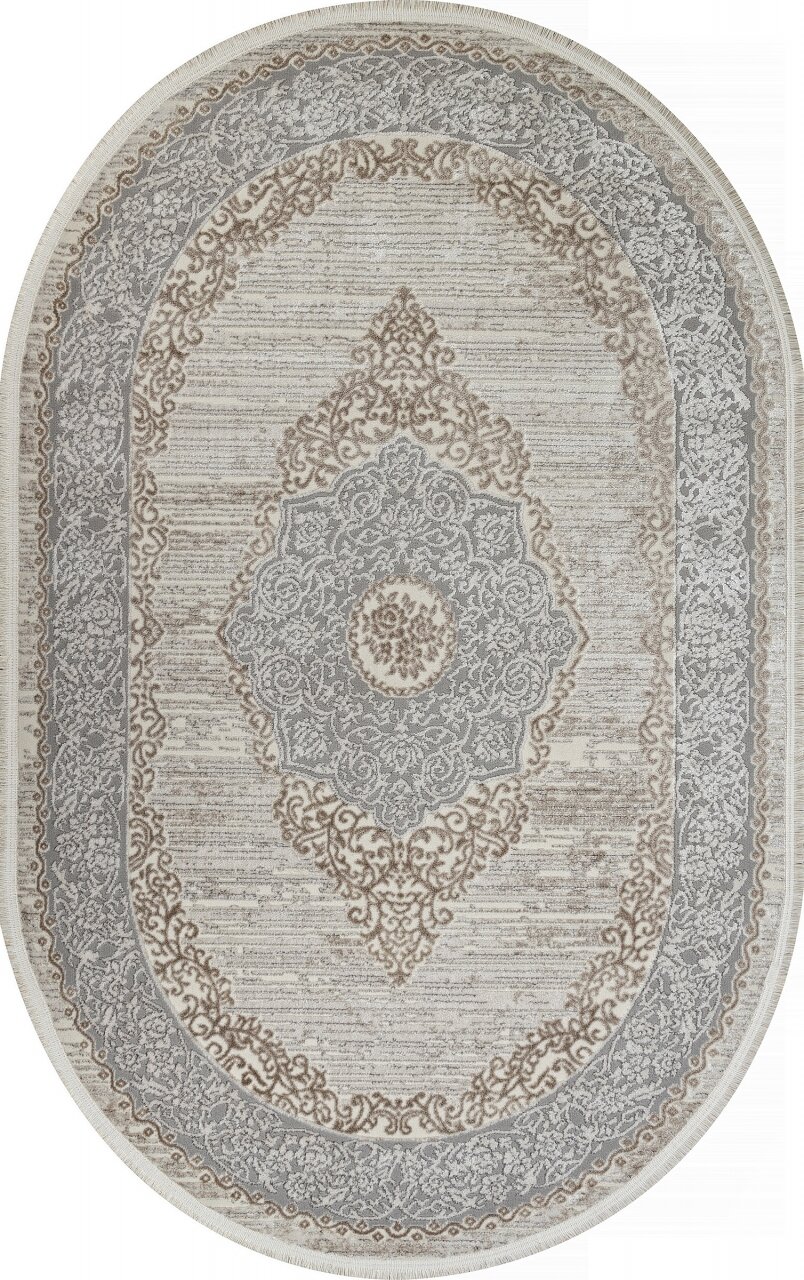 фото Ковер CFD1F - Овал Серый, Классический, Ковер на пол, в гостиную, спальню, в ассортименте, Турция, Бельгия, Турция (77 см. на 150 см.)