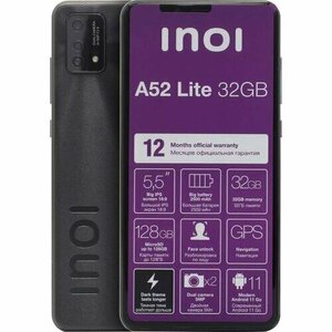 Смартфон INOI A52 Lite 1/32 ГБ, 2 micro SIM, черный