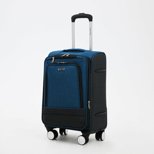 Чемодан Goran Tomp, размер 20, синий goran tomp чемодан малый 20 2 наружных кармана кодовый замок цвет коричневый