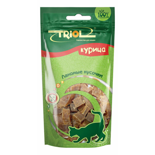 Лакомство Triol Лакомые кусочки из курицы для кошек, 40г, 6 шт.