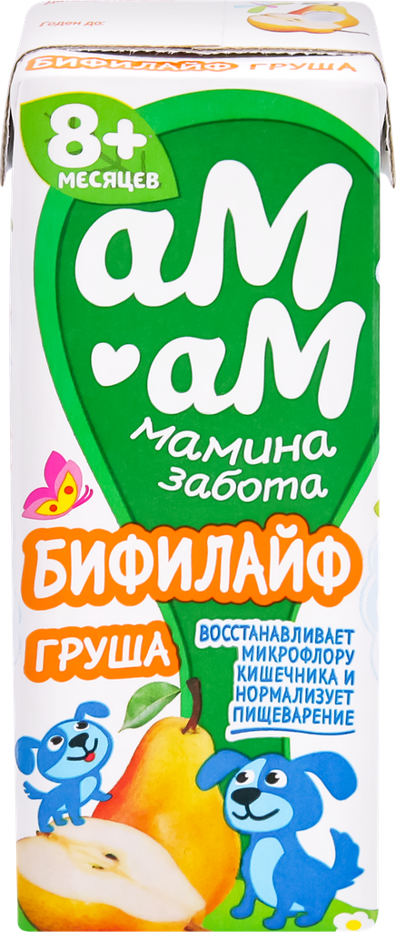Биопродукт кисломолочный для детей АМ-АМ мамина забота Бифилайф Груша 2,5%, с 8 месяцев, без змж, 210г