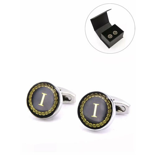 Запонки Gentle Man, черный, серый, желтый