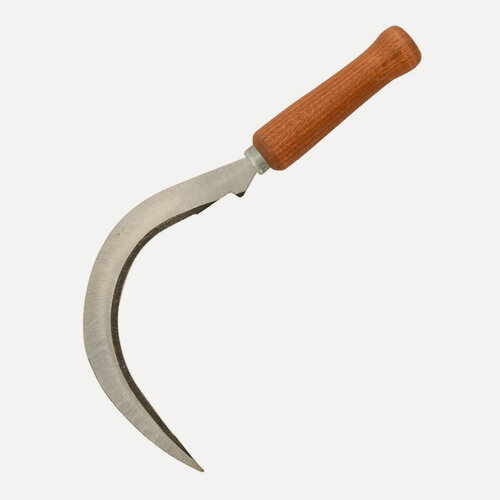 Изображение товара Серп садовый "Урожайная сотка Эксперт", металлический для травы с деревянной ручкой