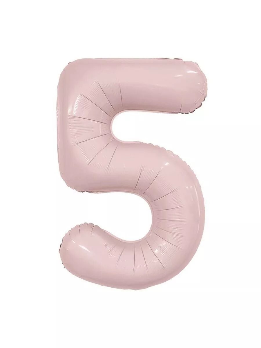 Шар цифра "5" Пыльная роза Slim ( 40"/102 см) / AGURA, Россия