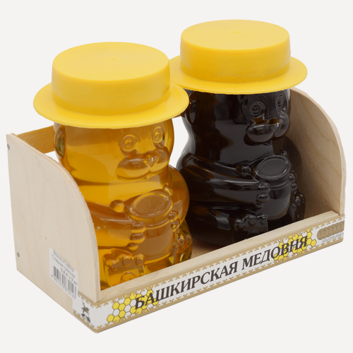 Изображение товара Медовый набор "Сладкая парочка" "Башкирская медовня" Цветочный Гречишный 400 гр х 2