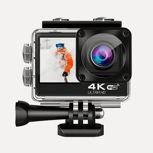 Изображение товара Экшн камера FullHD (3840x2160) водонепроницаемая DVR Eplutus DV/14 (RUS) (M56945MN), мини экшен камера с креплениями и экраном. Запись 4K Ultra HD
