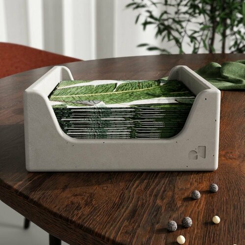 Салфетница на стол для кухни аксессуар интерьерный для сервировки Lyon серая матовая 2565₽