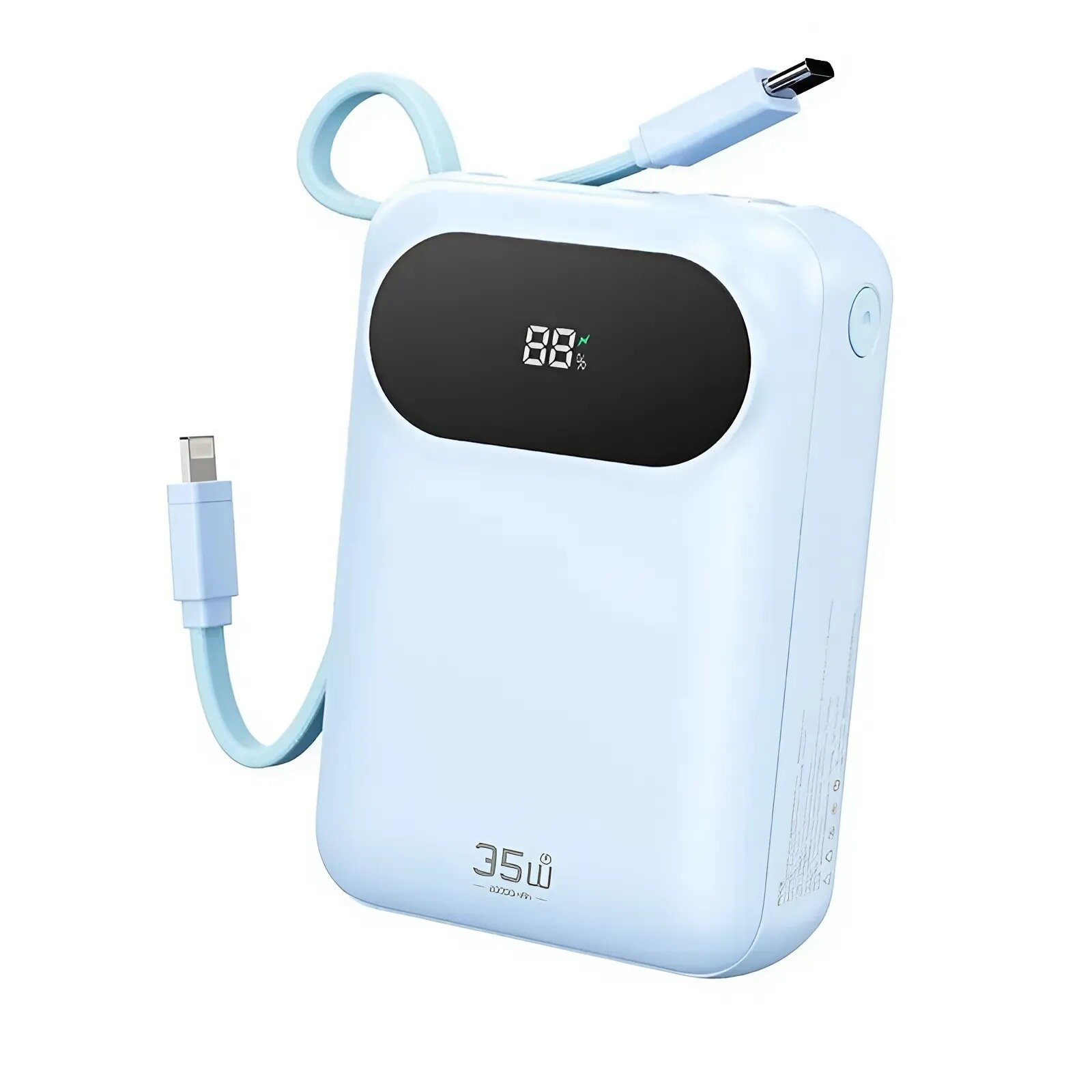 Внешний аккумулятор карманный ROCK Y11 Mini Series Power Bank with Cable 20000mAh 35w голубой