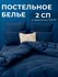 Постельное белье 2 спальное (2 нав. 70x70) сатин, Domiro, синее