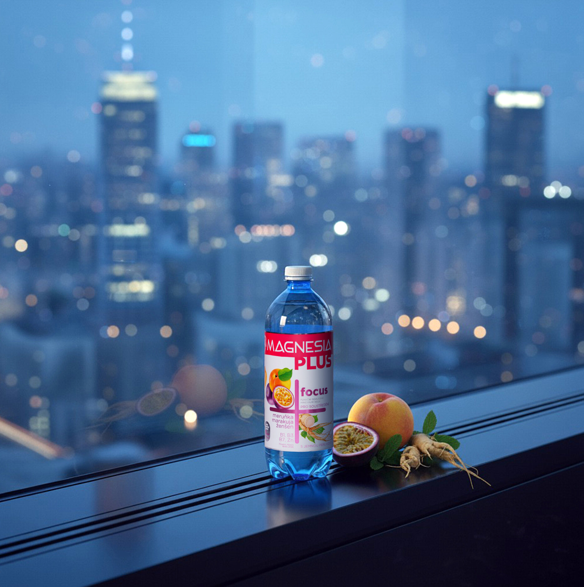 Минеральная вода Magnesia Plus Focus, лечебно-столовая, слабогазированная, с витаминами: B1, B3, B7, Цинк