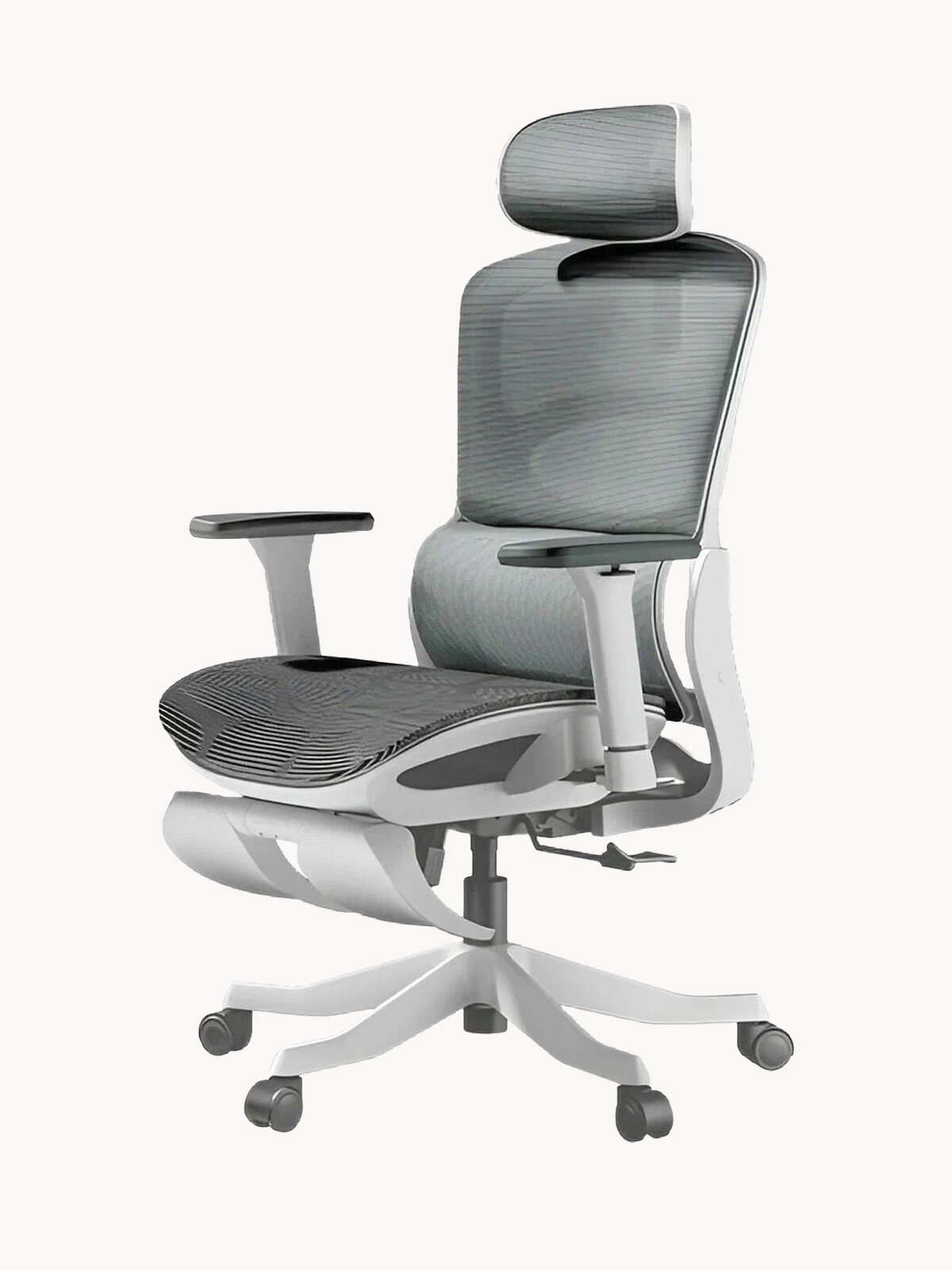Компьютерное кресло Hbada P2 Pro+ E216WVD, белый, обивка из сетки/текстиля, каркас из пластика, для офиса, с подлокотниками/с поясничным упором