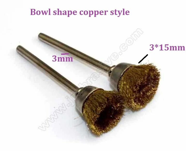 Медные щетки 2 шт./лот в форме чаши 3 мм/шерстяная щетка для очистки древесины/железа от пыли для вращающихся инструментов Dremel/мини электрической дрели