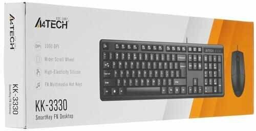 Комплект (клавиатура+мышь) A4TECH KK-3330, USB, проводной, черный [kk-3330 usb (black)] - фото №3
