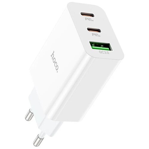 Зарядное устройство Hoco C99A, USB QC3.0 + Type-C*2, PD20W + Кабель USB to micro USB 1м, Белый