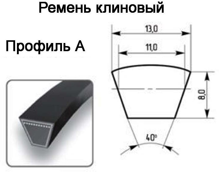 Ремень приводной клиновой А-750 750-А (Мото культиватор Крот)