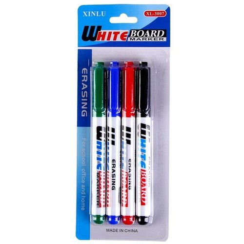 XINLU Маркеры на водной основе 4 шт, цвет чёрный, красный, синий, зелёный