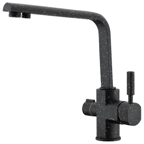 Смеситель для кухни (мойки) c переключателем на фильтр питьевой воды. Однорычажный. Chipponi 214MR .Цвет чёрный матовый гранит с вкраплениями.
