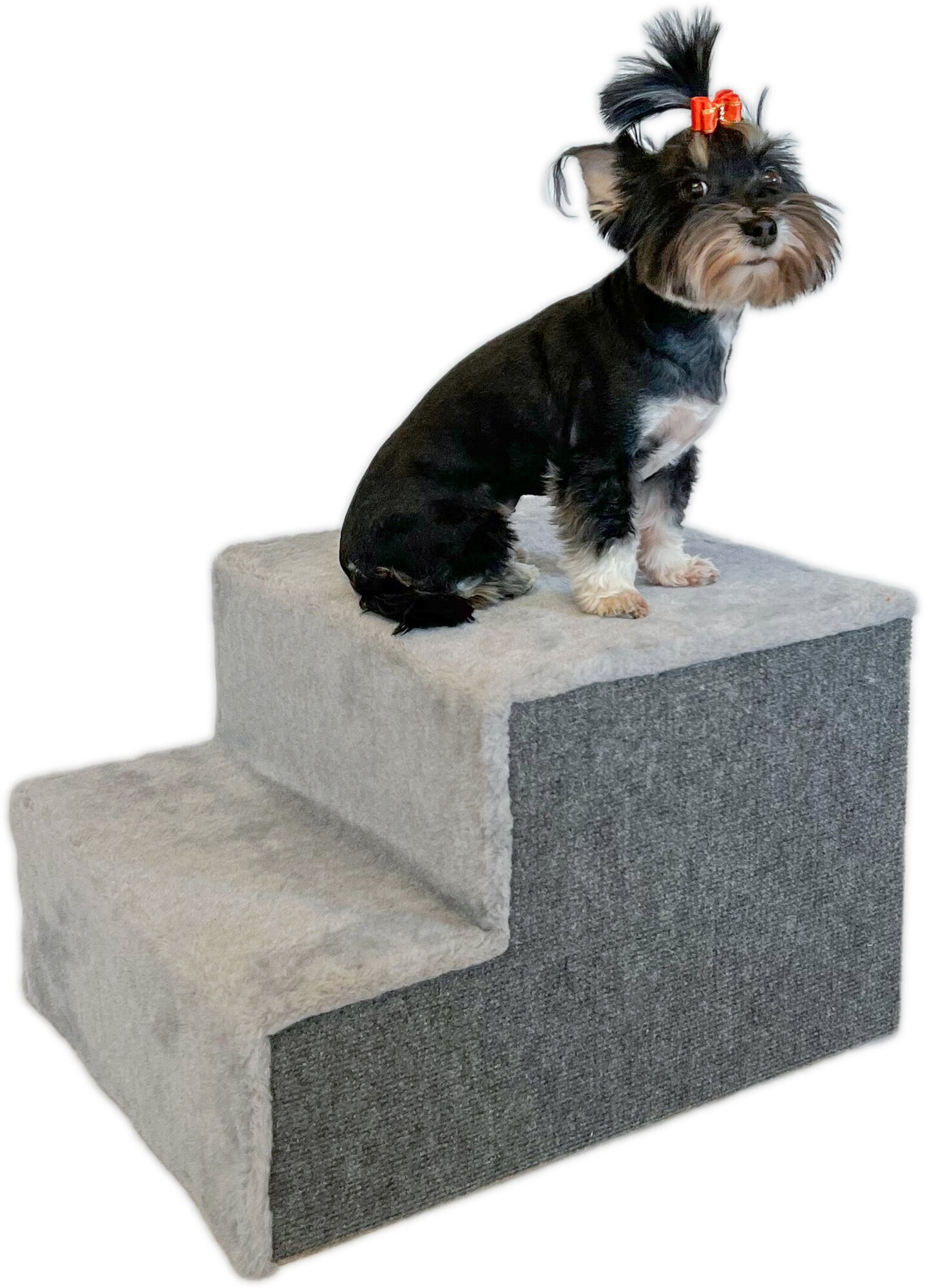 Лестница для собак и кошек на две ступени с домиком, серый, 48х40х30 см - фотография № 2