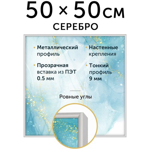 Металлическая рамка 50х50 см, Нельсон; цвет серебристый матовый
