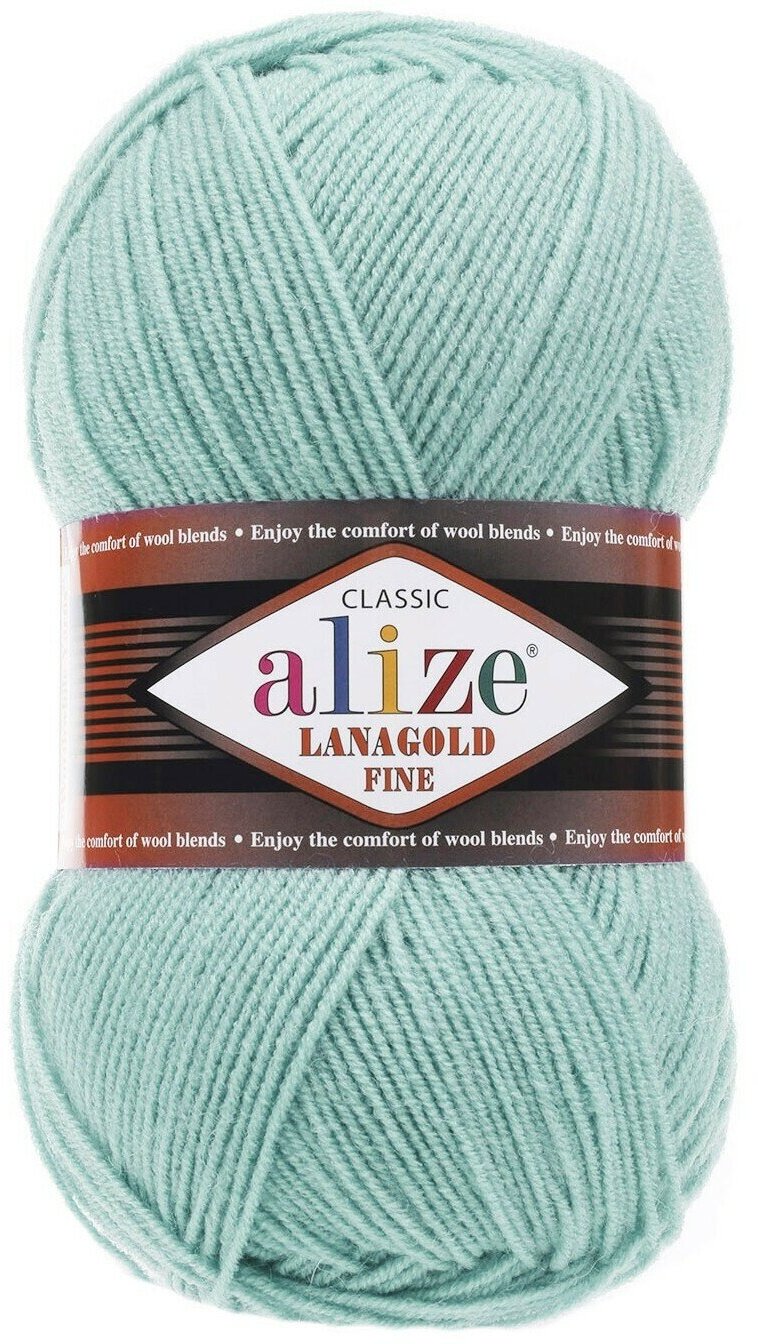 Пряжа Alize Lanagold Fine мята (522), 51%акрил/49%шерсть, 390м, 100г, 3шт