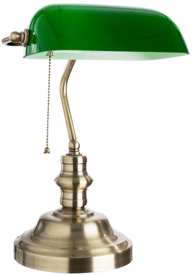 Настольная лампа для чтения Arte Lamp BANKER, зелёное стекло, E27, 60 Вт