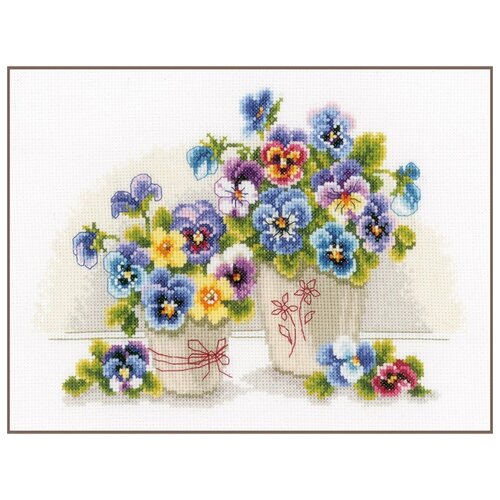 фото Pn-0146578 набор для вышивания vervaco 'анютины глазки в горшках' 27x20см