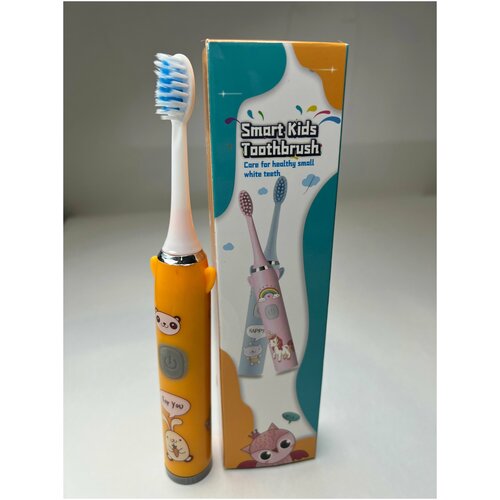 Электрическая зубная щетка детская Оранжевая ультразвуковая электрощетка для детей от 3х лет на батарейке АА 27000₽