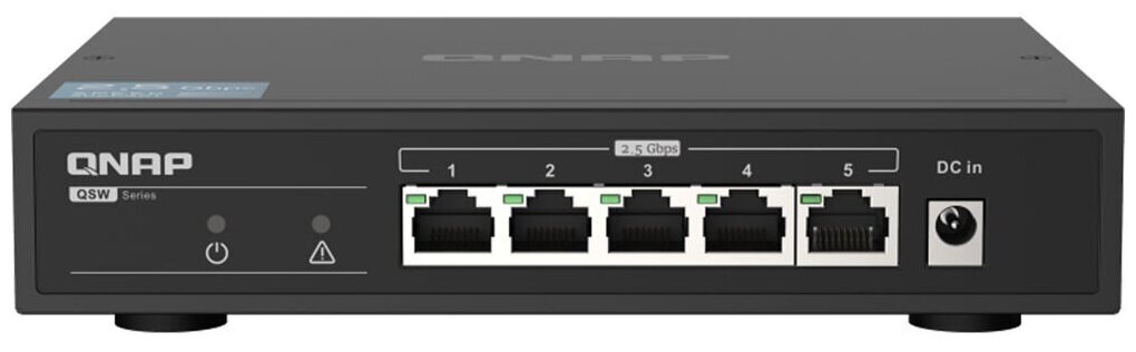 QNAP Коммутатор QNAP QSW-1105-5T 5-Port RJ-45 Unmanaged 2.5Gbps fanless switch, Switching Capacity 25Gbps