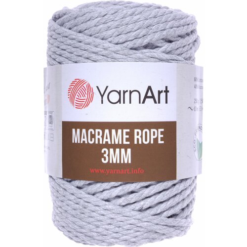 Пряжа YarnArt Macrame Rope 3mm светло-серый (756), 60%хлопок/ 40%вискоза/полиэстер, 63м, 250г, 3шт