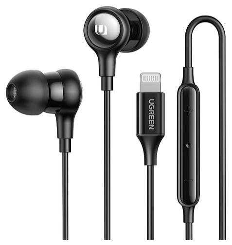 Проводные наушники UGREEN EP103 In-Ear Earphones with Lightning Чёрный