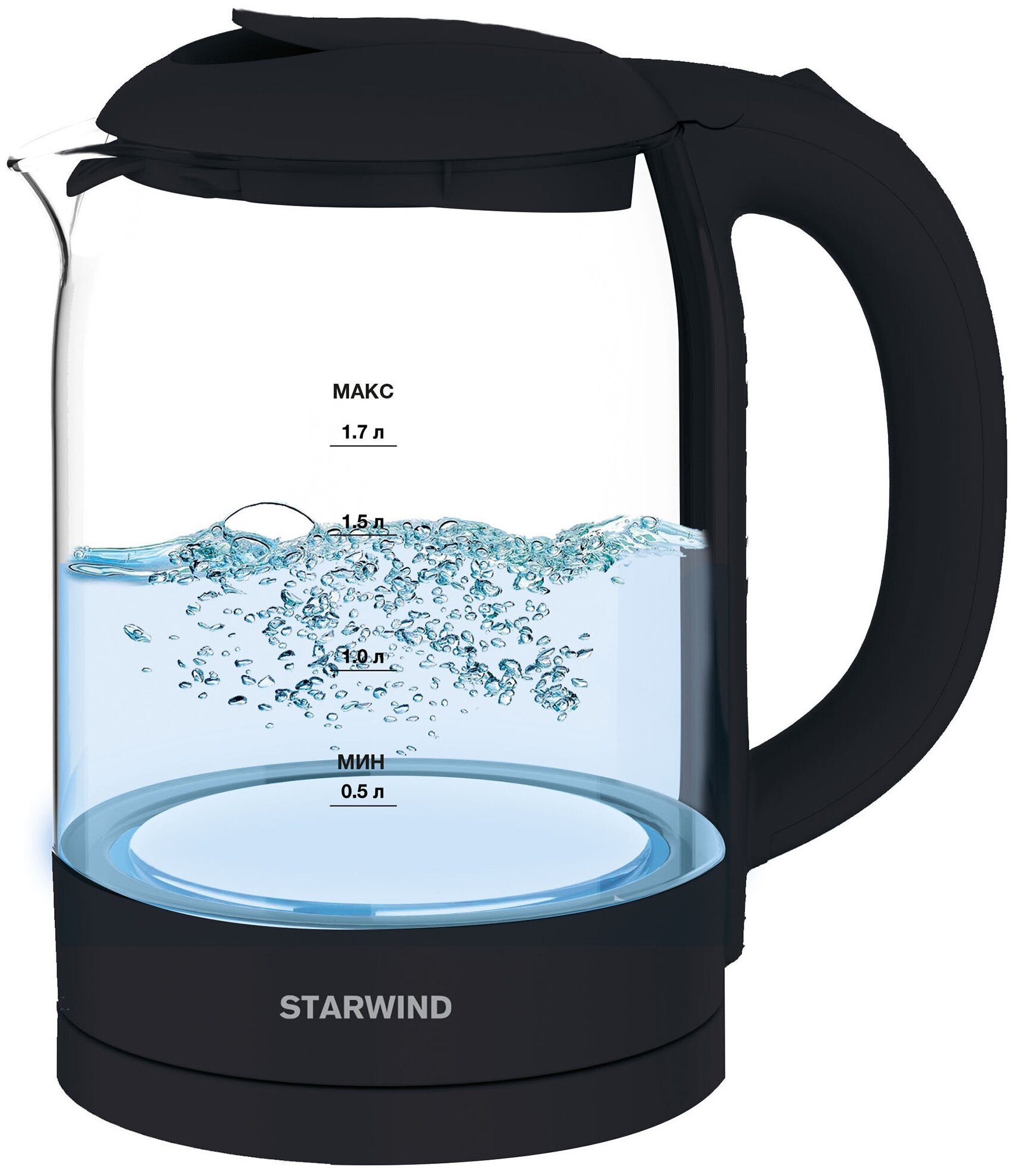 Чайник электрический Starwind SKG4031 черный, стекло - фото №1