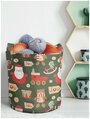 Текстильный мешок горшок для рассады и цветов, из войлока гроубэг JoyArty "Новогодние деревянные игрушки" 19 л