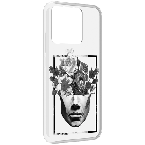 Чехол MyPads черно белая ваза в абстракции для Xiaomi Redmi 10A задняя-панель-накладка-бампер