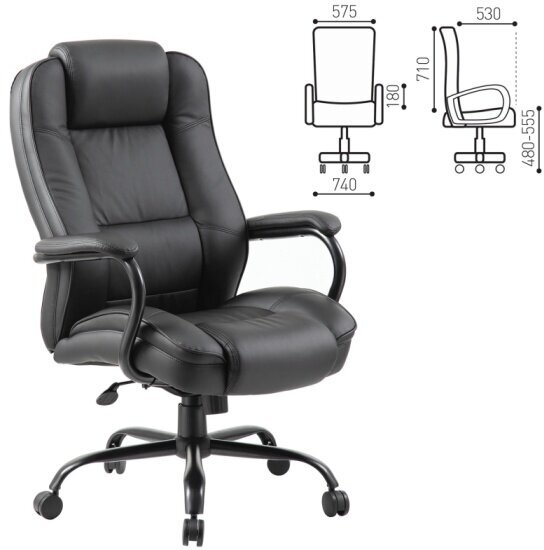 Кресло руководителя Brabix Heavy duty HD-002, усиленная конструкция, нагрузка до 200 кг, экокожа