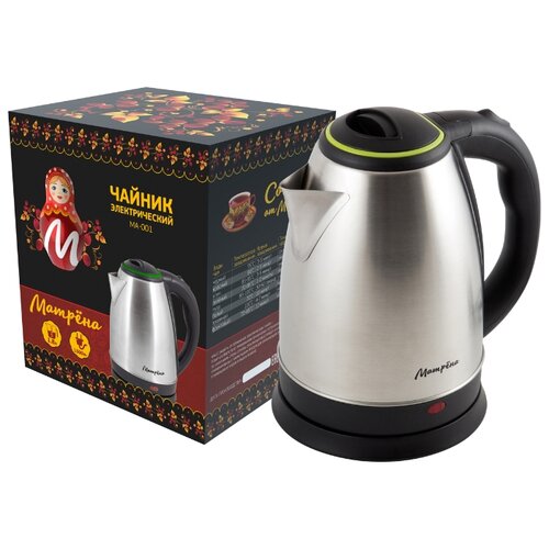фото Чайник электр. "матрёна" ma-001 1,8 л (1/12) сталь, крышка зеленая