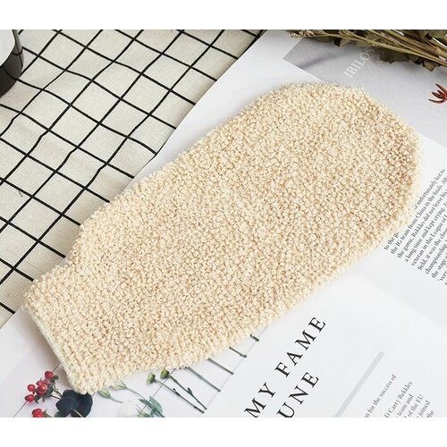 Мочалка варежка для тела из натурального хлопка, джута / для пилинга /рукавица антицеллюлитная