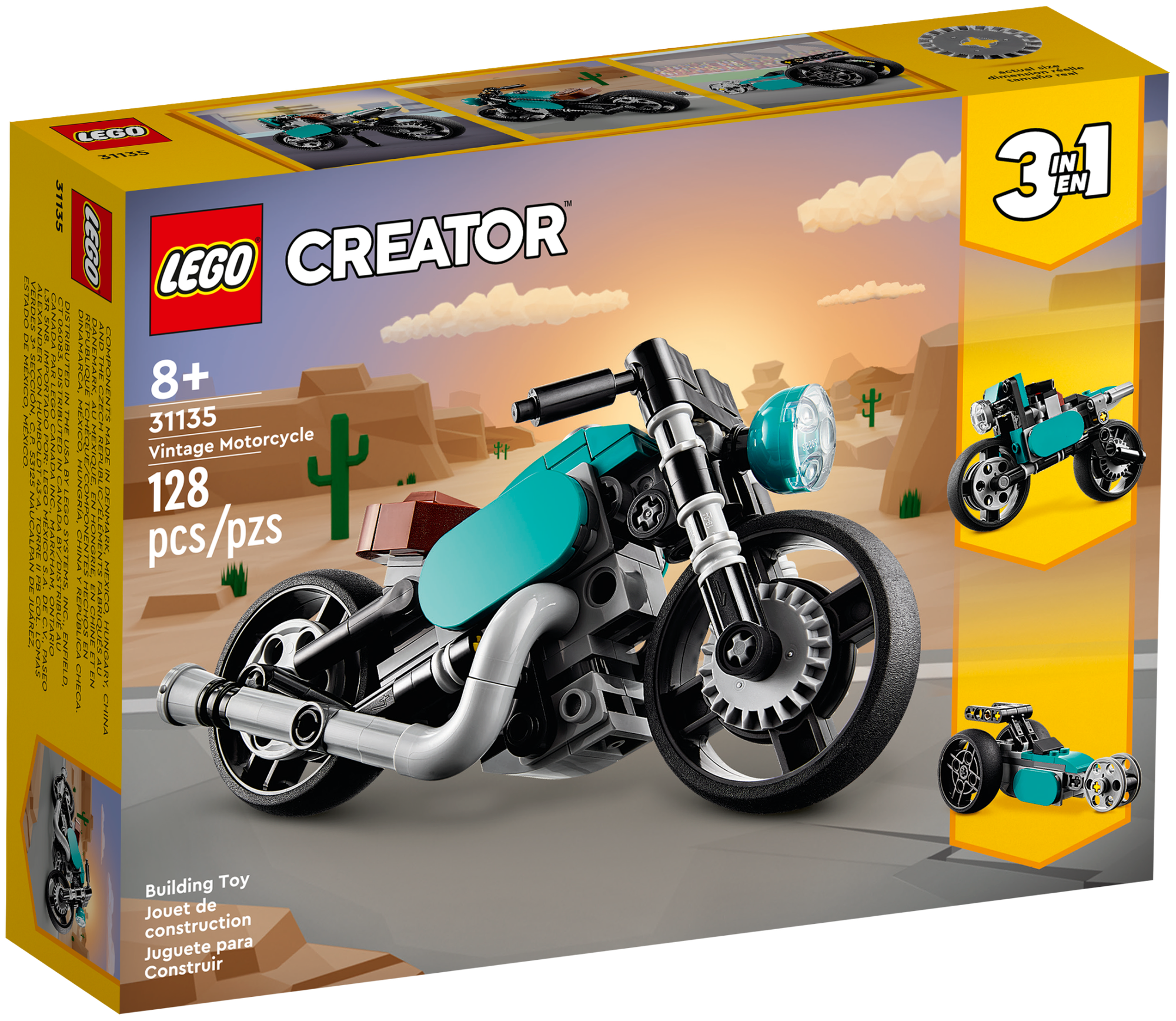 Конструктор LEGO Creator 3 in 1 31135 Винтажный мотоцикл, синий, 128 дет.