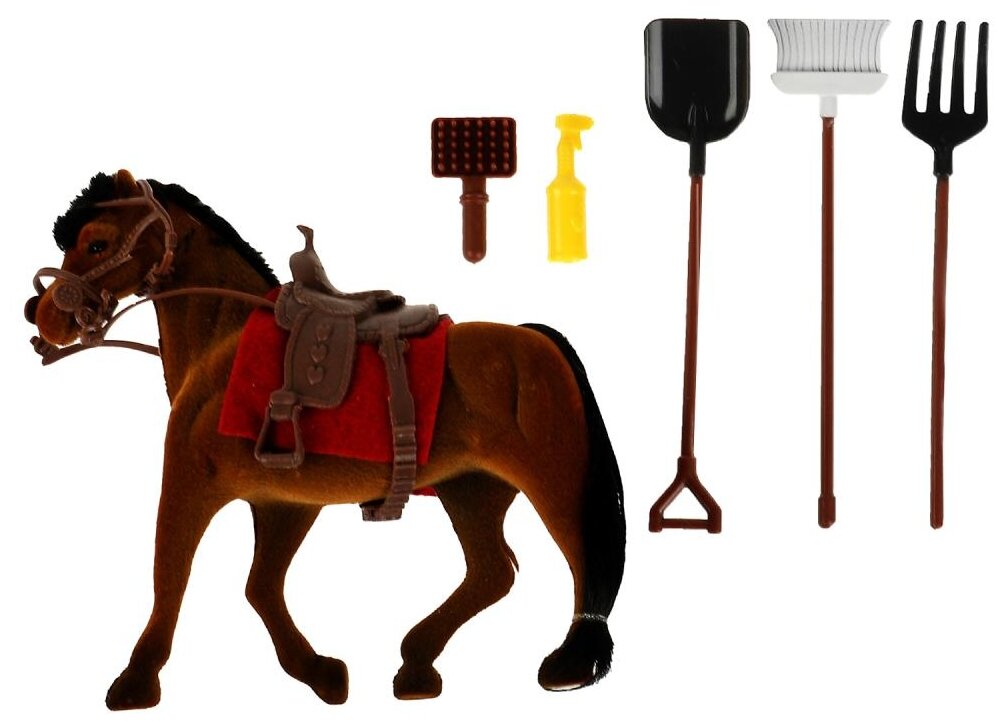 Аксессуары для кукол карапуз Флокированная лошадь с аксессуарами для Софии 29 см KM3211-HB-S 337094