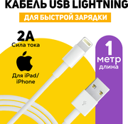 Зарядка для iPhone / Зарядка / Кабель 1метра / Провод Зарядки iPhone 5-14 iPad USB Apple Lightning / Зарядка на айфон / кабель для айфона