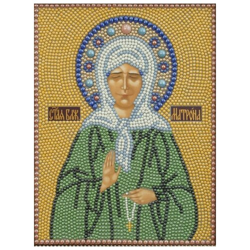 фото Святая матрона московская набор для выкладывания полужемчугом 22х28 преобрана 1п021